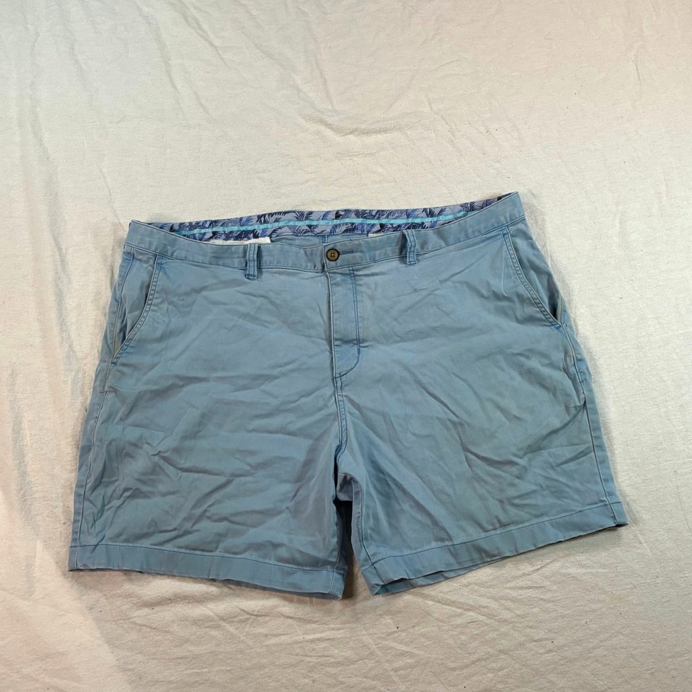 Tommy Bahama Mens Boracay Chino Shorts 44 Blue Flat Front Marlin Logo H70
